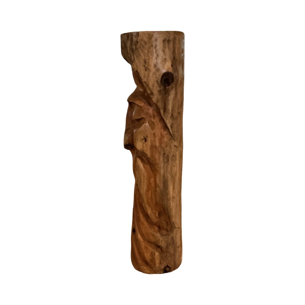 Handmade Wood Spirit Sculpture Hand Carved Rustic Cabin Folk Art 12 Inch Log - Picture 5 of 7